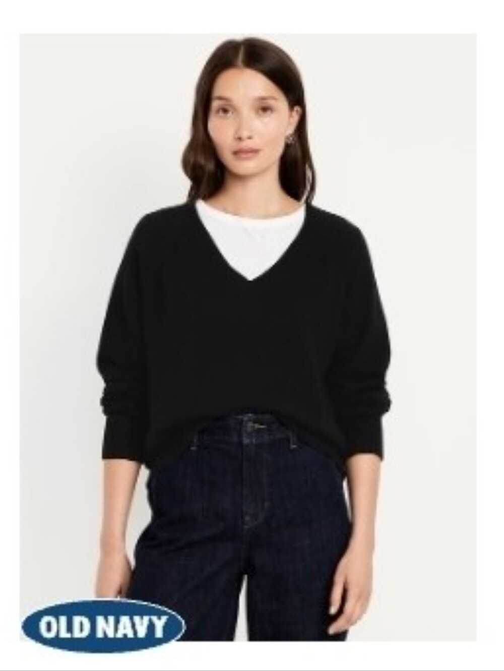 Old Navy Black V-Neck Pullover Sweater, Size Large